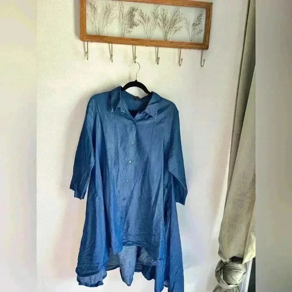 Soft coastal denim tunic dress with pockets in size large! - Picture 1 of 4